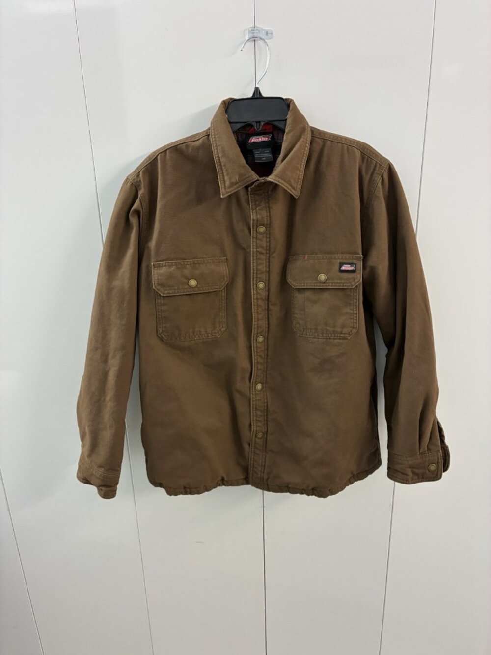 Genuine Dickies Mens Timber Brown Flannel Lined Canvas Shirt Jacket Large